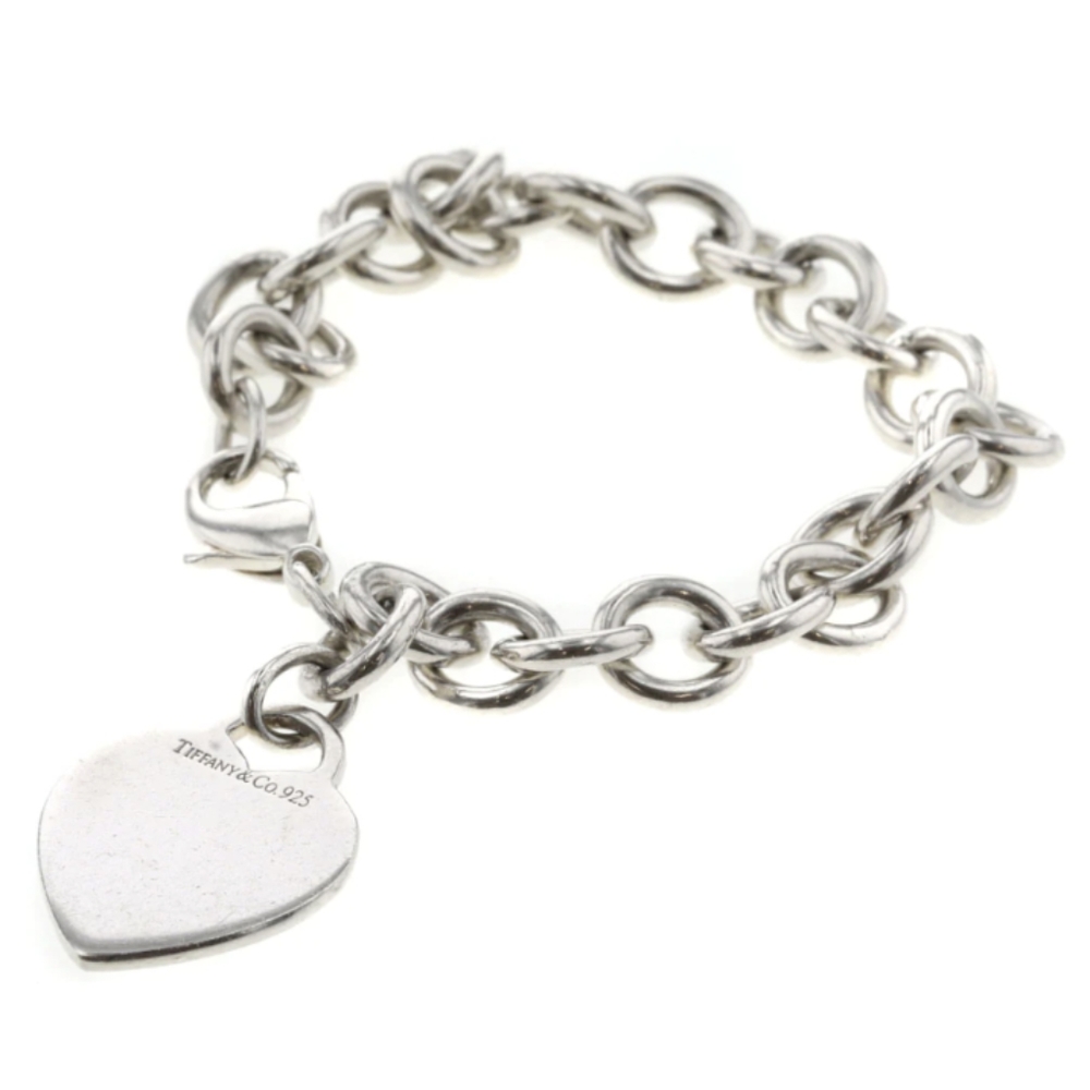 Tiffany and Co. Heart Charm Round Link Bracelet